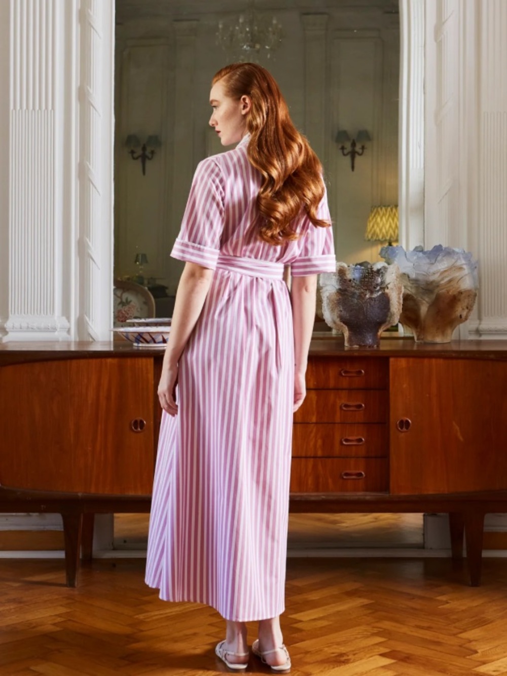 NWT Evi Grintela Women’s Valerie Pink& Blue Striped Shirt Dress Size Small S